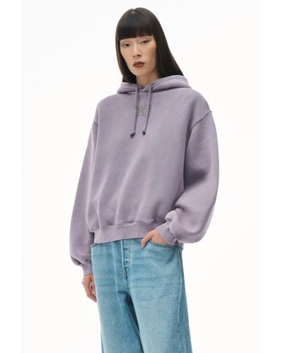 Alexander Wang Puff Logo Hoodie In Structured Terry - Purple