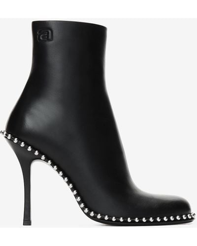 Alexander Wang Nova Round Toe Ankle Boot In Leather - Black