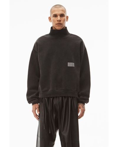 Alexander Wang High Neck Pullover In Dense Fleece - Black