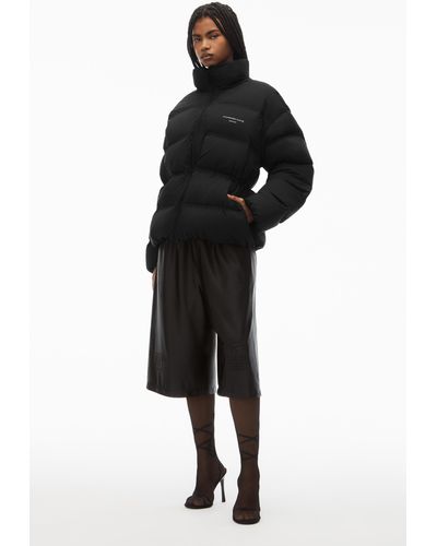 Alexander Wang Puffer Coat With Reflective Logo - Black