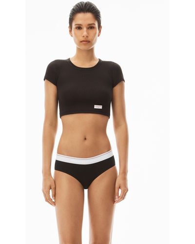 Alexander Wang Cropped Short-sleeve Tee In Ribbed Cotton Jersey - Black