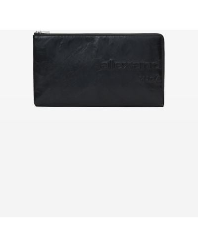 Alexander Wang Punch Zip Pouch In Crackle Patent Leather - Black