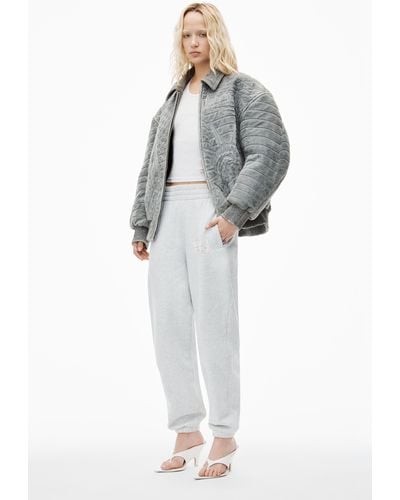 Alexander Wang Puff Logo Sweatpant In Structured Terry - Blue