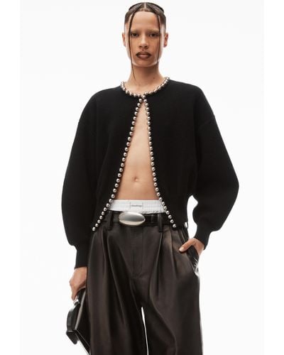 alexanderwang cropped cardigan in soft wool cashmere CHARCOAL