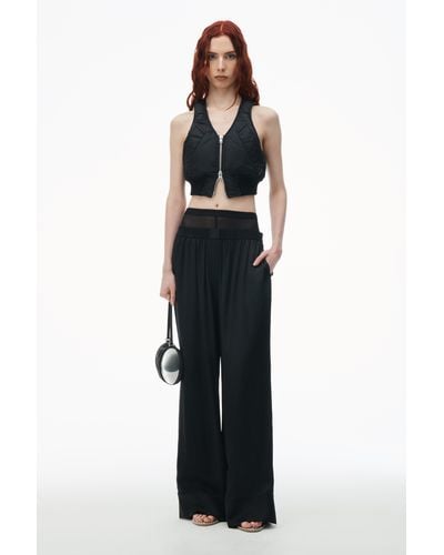 Alexander Wang Layered Boxer Pant In Silk Charmeuse - Black