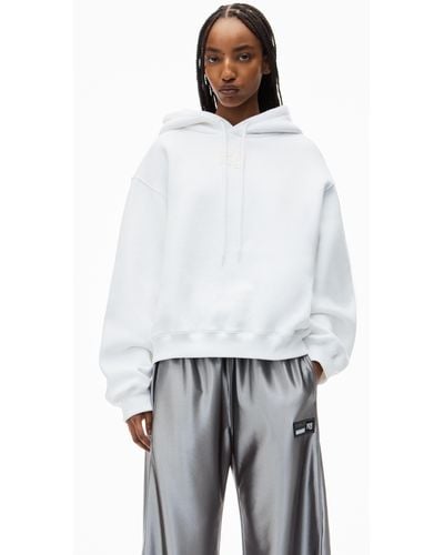 Alexander Wang Puff Logo Hoodie In Structured Terry - White
