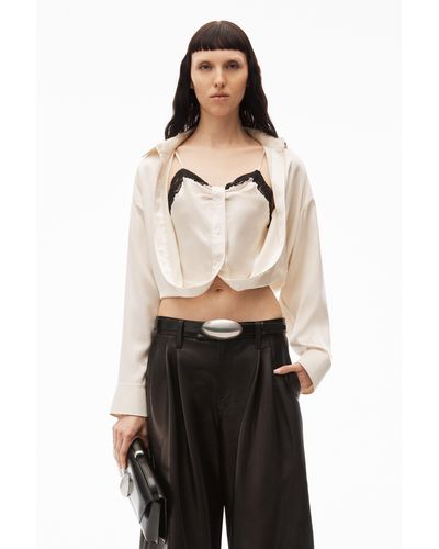 Alexander Wang Layered Button Down In Silk Charmeuse - Natural