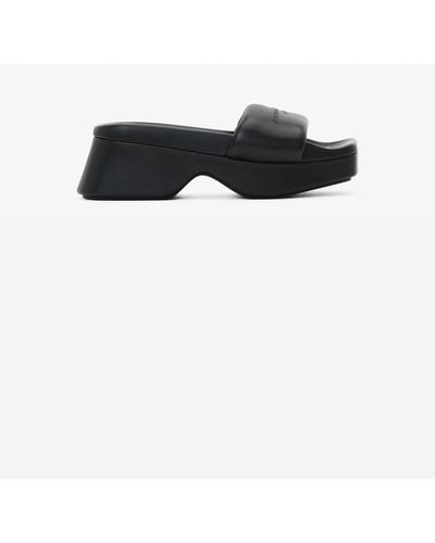 Alexander Wang Platform Sheep Leather Float Slide - Black