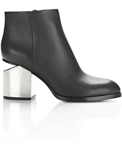 Alexander Wang Gabi Bootie With Silver Metal Heel - Black