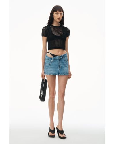 Alexander Wang Asymmetric Bikini Layer Mini Skirt In Denim - Black