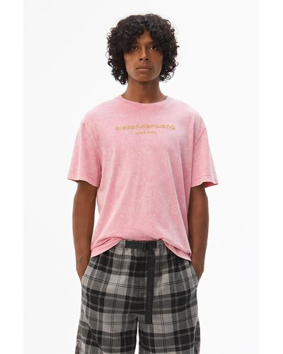 Alexander Wang Acid Wash Embroidery T-shirt - Pink