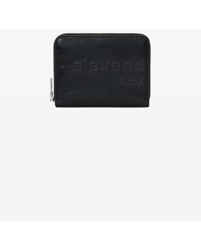 Alexander Wang Punch Compact Wallet In Crackle Patent Leather - Black
