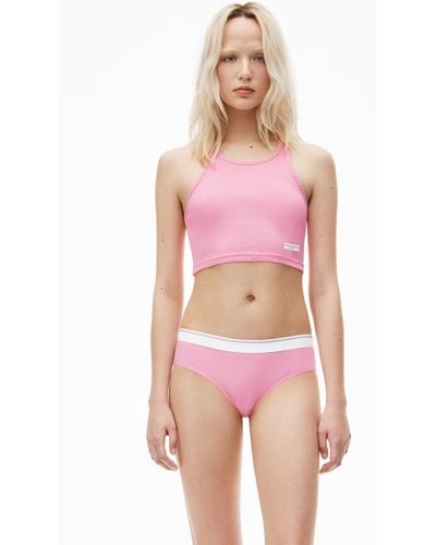 Alexander Wang Cropped Racerback Tank In Ribbed Cotton Jersey - Pink