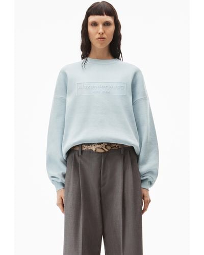 Alexander Wang Logo Embossed Ribbed Pullover In Soft Chenille - Grey