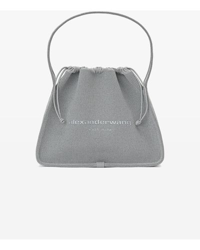 Alexander Wang Ryan Large Bag In Reflective Rib Knit - Grey