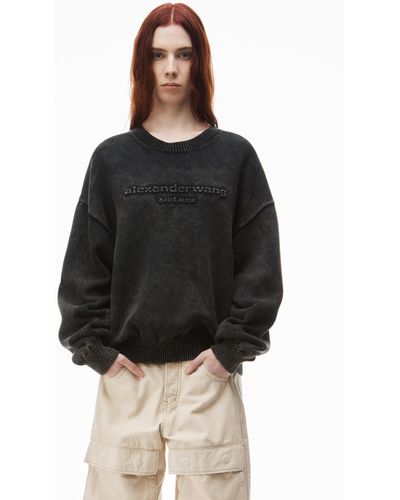 Alexander Wang Oversize Logo Sweatshirt In Organic Cotton - Black