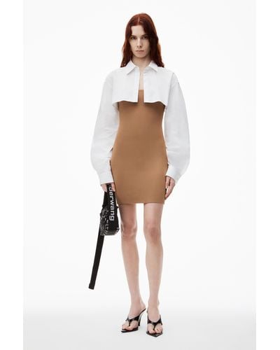 Alexander Wang Pre-styled Cropped Cami & Button Up Twinset Dress - Natural