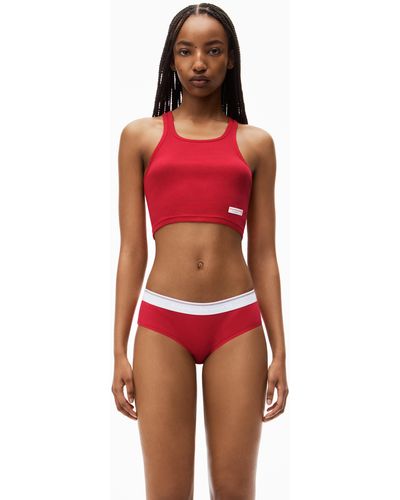 Alexander Wang Cropped Racerback Tank In Ribbed Cotton Jersey - Red