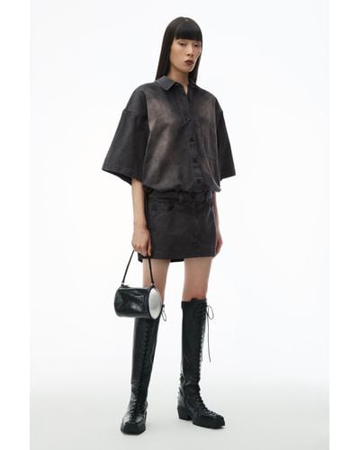 Alexander Wang Pre-styled Short Sleeve Minidress In Cotton - Black