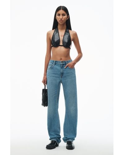 Alexander Wang Curved Mid Rise Jean In Denim - Blue