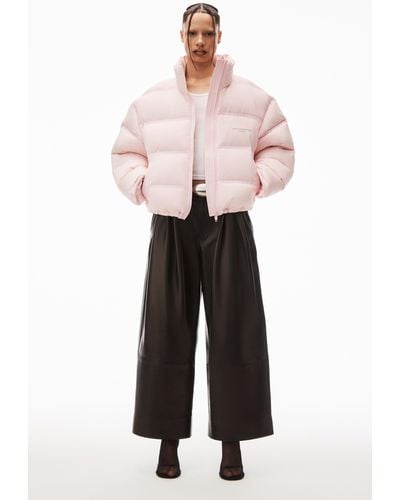 Alexander Wang Cropped Puffer Coat With Reflective Logo - Pink