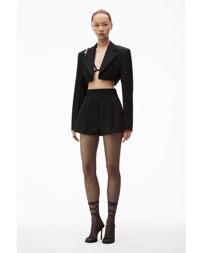 Alexander Wang High Waisted Tailored Short In Wool Tailoring - Black