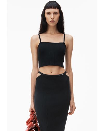 Alexander Wang Cami Top In Wide Cotton Rib - Black