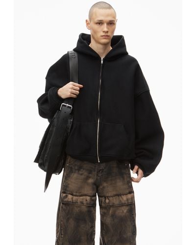 Alexander Wang Oversized Logo Embroidered Hoodie In Cotton - Black