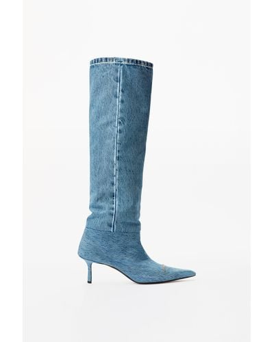 Alexander Wang Viola 65 Slouch Boot In Washed Denim - Blue