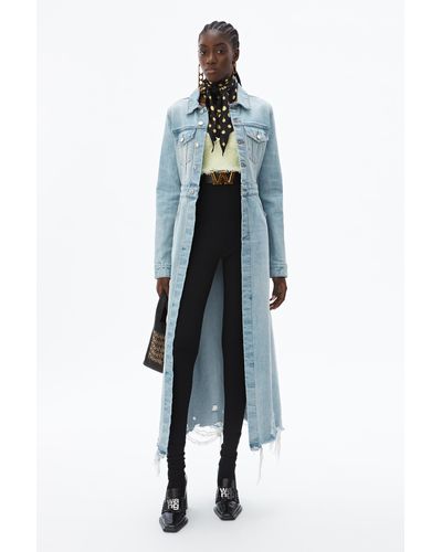 Alexander Wang Fitted Denim Trench Coat - Blue
