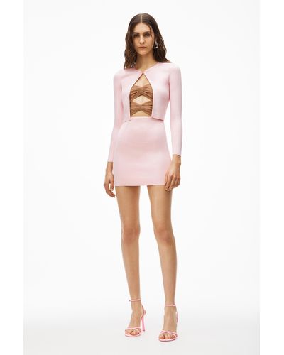 Alexander Wang Bonded Seam Mini Skirt In Stretch Knit - Pink