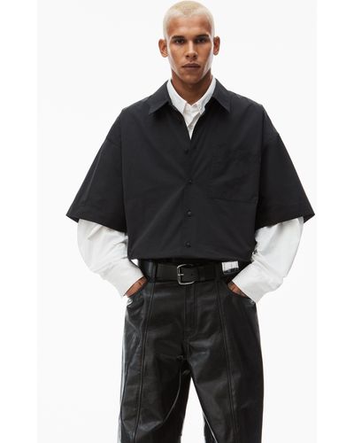 Alexander Wang Camp Shirt In Crisp Nylon - Black