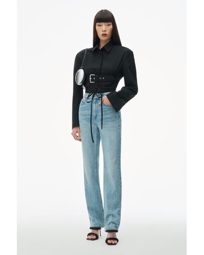Alexander Wang Fly High-rise Stacked Jean In Denim - Blue