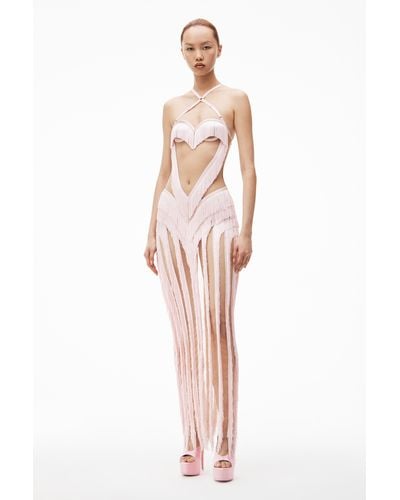 Alexander Wang Layered Fringe Dress With Heart Bodice - Pink