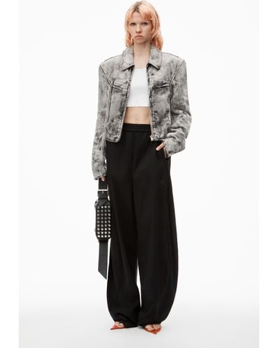 Alexander Wang Piped Track Trousers In Cotton Twill - Black