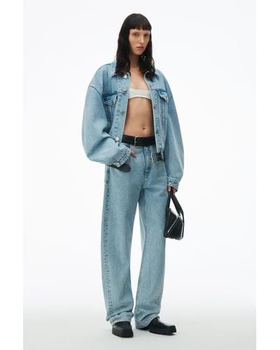 Alexander Wang Leather Belted Balloon Jeans - Blue