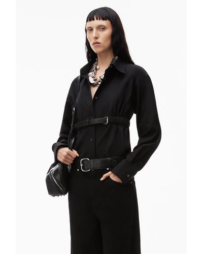 Alexander Wang Belted Cotton Button Down Tunic - Black