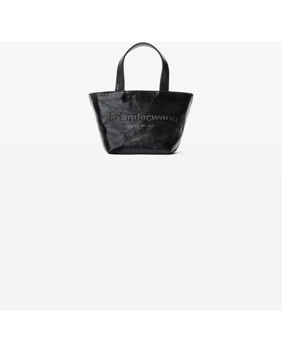 Alexander Wang Punch Mini Tote Bag In Crackle Patent Leather - Black