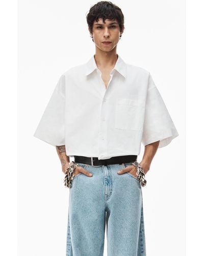 Alexander Wang Short Sleeve Shirt In Technical Cotton - White