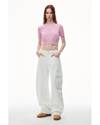 Alexander Wang Short Sleeve Cropped Pullover - Pink