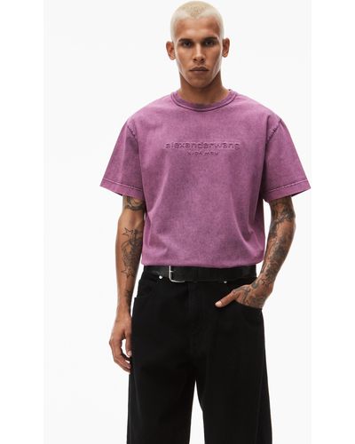 Alexander Wang Embossed Logo Tee In Compact Jersey - Purple