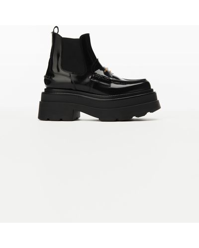 Alexander Wang Carter Platform Loafer Boot In Leather - Black