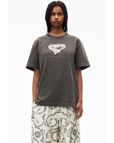 Alexander Wang Crop Tee in Acid Wash Jersey