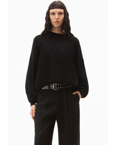Alexander Wang Pullover Sweater In Soft Ribbed Chenille - Black