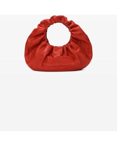 Alexander Wang Crescent Small Handle Bag In Crackle Patent Leather W/logo - Red