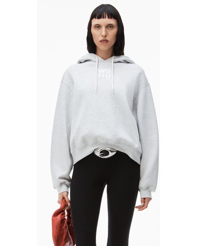 Alexander Wang Puff Logo Hoodie In Structured Terry - White