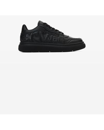Alexander Wang Puff Pebble Leather Trainer With Logo - Black