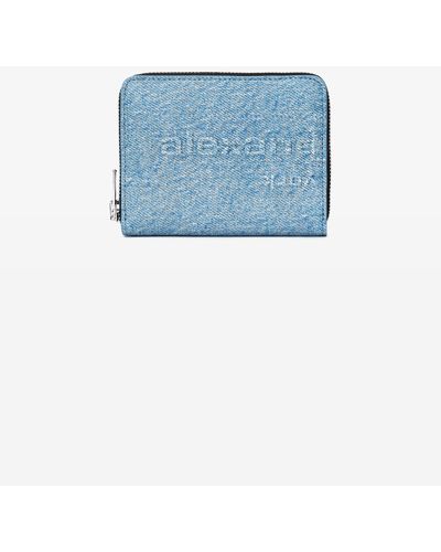 Alexander Wang Punch Compact Wallet In Crackle Patent Leather - Blue