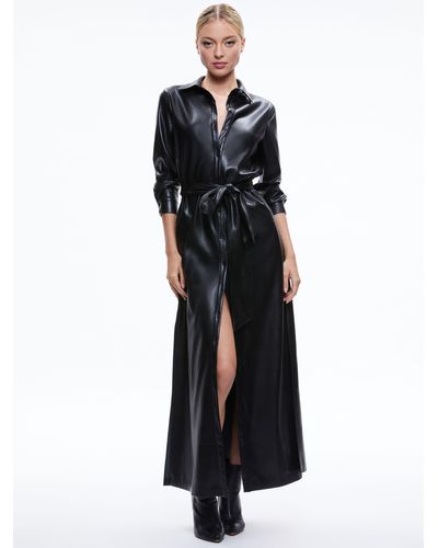 Alice + Olivia Chassidy Faux Leather Shirtdress - Black