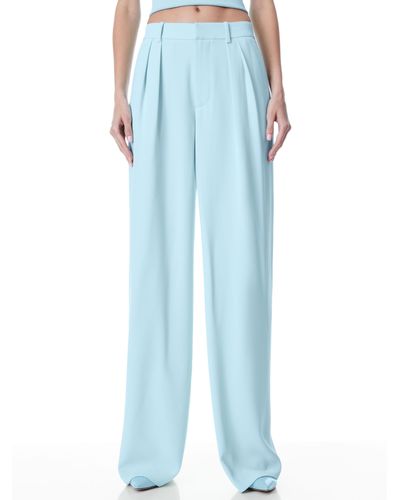 Alice + Olivia Pompey High Waisted Pleated Pants - Blue